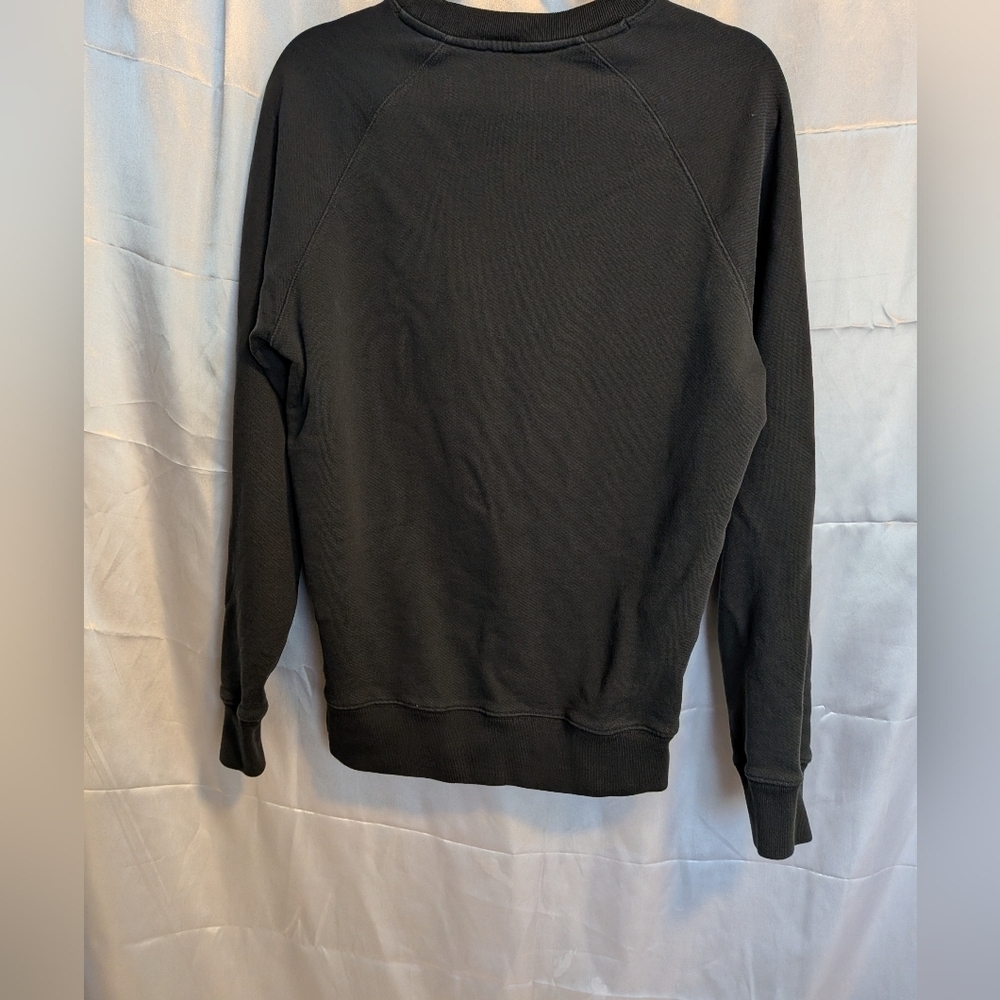 MAISON KITSUNE Faded Black Crewneck Sweater with Fox Patches Size Small - Picture 6 of 6